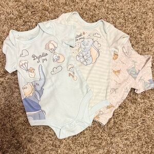 Disney Dumbo Bodysuit Set - Blue, White, Cream